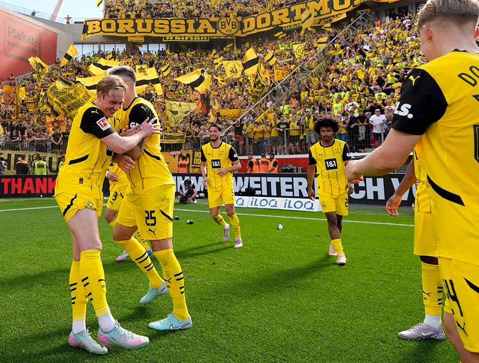 Süle and Brandt celebrate with teammates (photo)