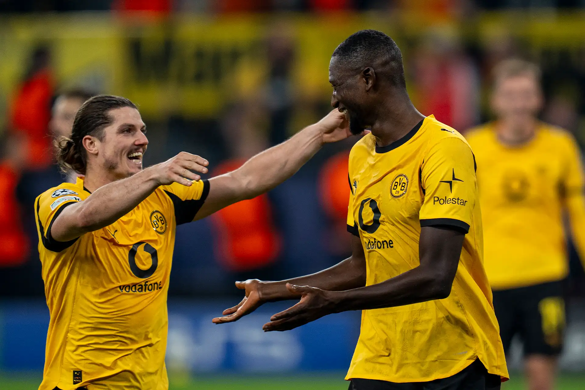 Sabitzer and Guirassy celebrating (photo)